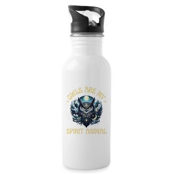 Eule Eulen Spirit Animal Seele Lieblingstier Wald - Trinkflasche mit integriertem Trinkhalm - Weiß - Rechts