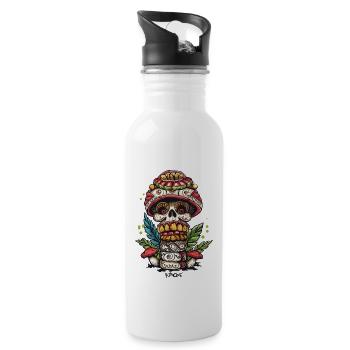Mushroom Skull Skull Totem - Water bottle with straw - white - Right