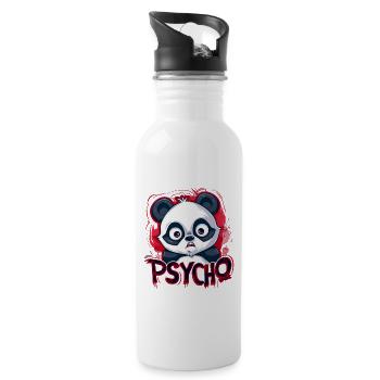 Cute Cartoon Psycho Panda - Water bottle with straw - white - Right