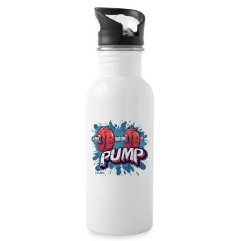 Bodybuilding Muskel Hantel Pumpen - Trinkflasche mit integriertem Trinkhalm - Weiß - Rechts