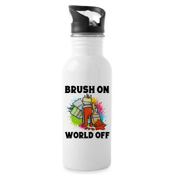 Cool Artist Brush On World Off Painter Gift - Water bottle with straw - white - Right