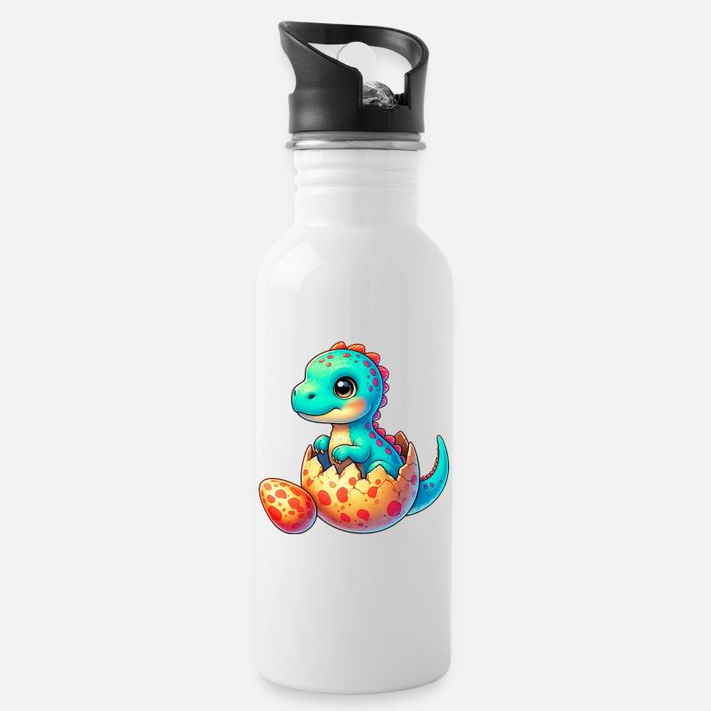 Dinosaure - Gourde avec paille intégrée - blanc