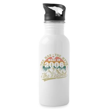Jahrgang 2006 Geboren Geburtstags Geschenk - Trinkflasche mit integriertem Trinkhalm - Weiß - Rechts