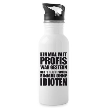 Einmal mit Profis Arbeiten - Trinkflasche mit integriertem Trinkhalm - Weiß - Rechts