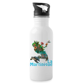 Ile Martinique Fleurs Tropicales Et Tortue - Gourde avec paille intégrée - blanc - Droite