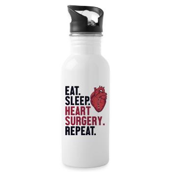 Eat Sleep Herzchirurgie Katheter öffnen - Trinkflasche mit integriertem Trinkhalm - Weiß - Rechts