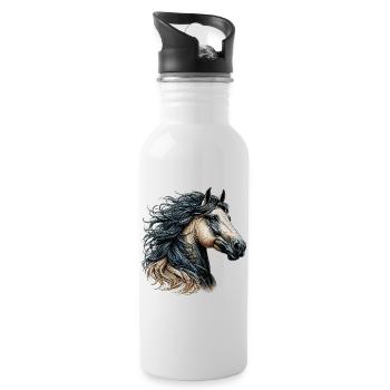 Cheval - Gourde avec paille intégrée - blanc - Droite