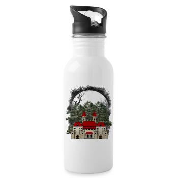Castle, Fairy Tale, Castle, Fortress, Middle Ages, King - Water bottle with straw - white - Right