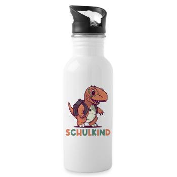 School Enrollment Dinosaur Dino TRex Schoolchild 2024 - Water bottle with straw - white - Right