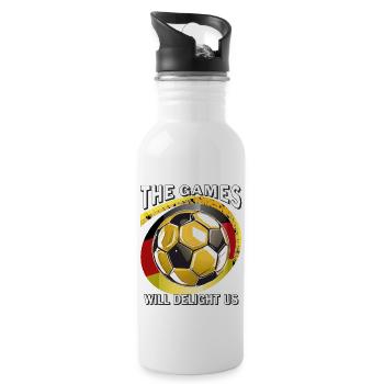 SOCCER THE GAMES WILL DELIGHT US - Water bottle with straw - white - Right