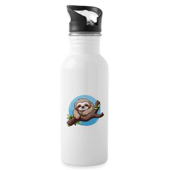 My parents all say I'm lazy sloth - Water bottle with straw - white - Right