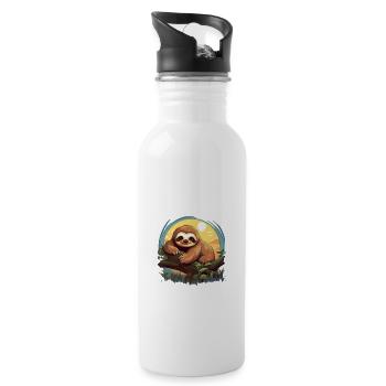 My parents all say I'm lazy sloth - Water bottle with straw - white - Right