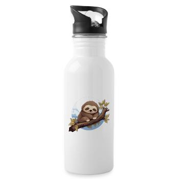 My parents all say I'm lazy sloth - Water bottle with straw - white - Right