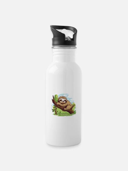 Meine Eltern Alle sagen ich bin faul Faultier - Trinkflasche mit integriertem Trinkhalm - Weiß