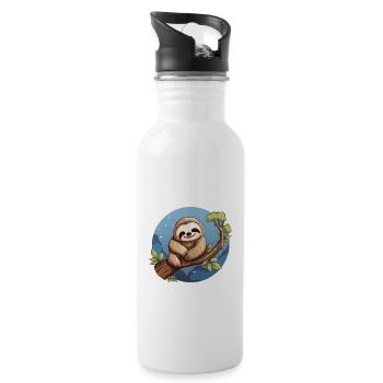 My parents all say I'm lazy sloth - Water bottle with straw - white - Right