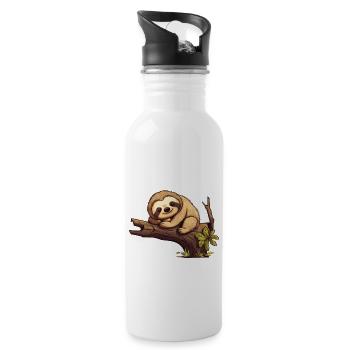 My parents all say I'm lazy sloth - Water bottle with straw - white - Right