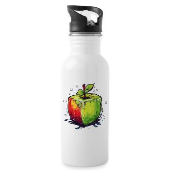 Würfel Apfel Cube Apple - Trinkflasche mit integriertem Trinkhalm - Weiß - Rechts