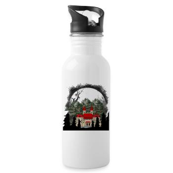 Fairytale Castle Middle Ages Castle Fortress - Water bottle with straw - white - Right