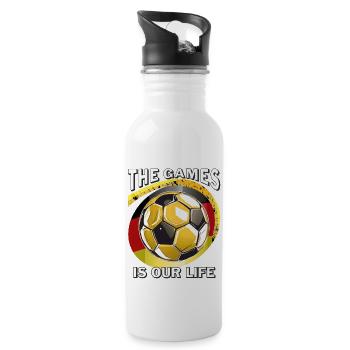 FUSSBALL THE GAMES IS OUR LIFE - Trinkflasche mit integriertem Trinkhalm - Weiß - Rechts