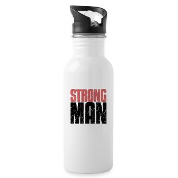 Strongman Fitness Gym Bodybuilding - Trinkflasche mit integriertem Trinkhalm - Weiß - Rechts