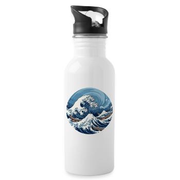 Große Welle The Great Wave Kanagawa - Water bottle with straw - white - Right
