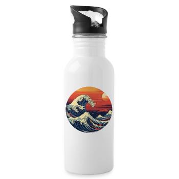 Große Welle The Great Wave Kanagawa - Water bottle with straw - white - Right