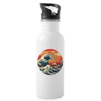 Große Welle The Great Wave Kanagawa - Water bottle with straw - white - Right