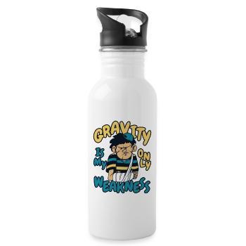 Gravity Is My Only Weakness Broken Finger Bone - Water bottle with straw - white - Right