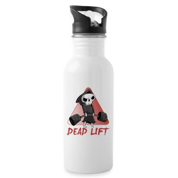 Funny Skeleton Deadlift Weights T-shirt - Water bottle with straw - white - Right