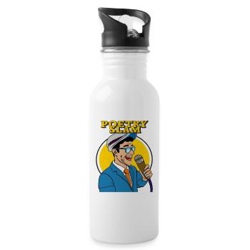 HOMME MICROPHONE POÉSIE SLAM - Gourde avec paille intégrée - blanc - Droite