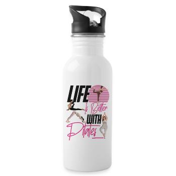 Pilates Instructor Teacher Life Is - Water bottle with straw - white - Right