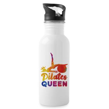 Pilates Instructor Teacher Queen - Trinkflasche mit integriertem Trinkhalm - Weiß - Rechts