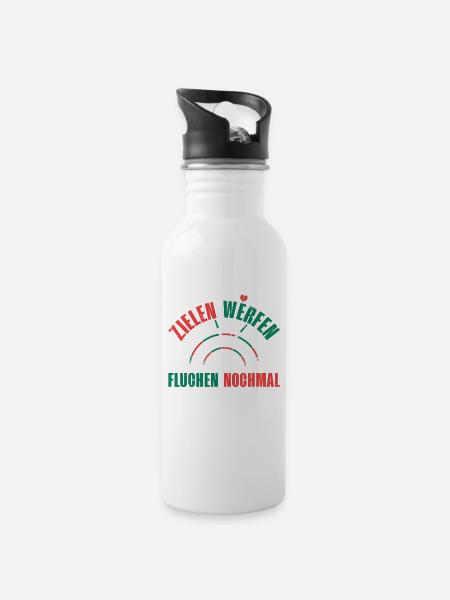 Dart Zyklus Humor Tee - Trinkflasche mit integriertem Trinkhalm - Weiß
