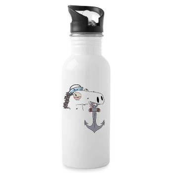 Seahorse Anchor Maritime Sailor Ahoy Captain Horse - Water bottle with straw - white - Right