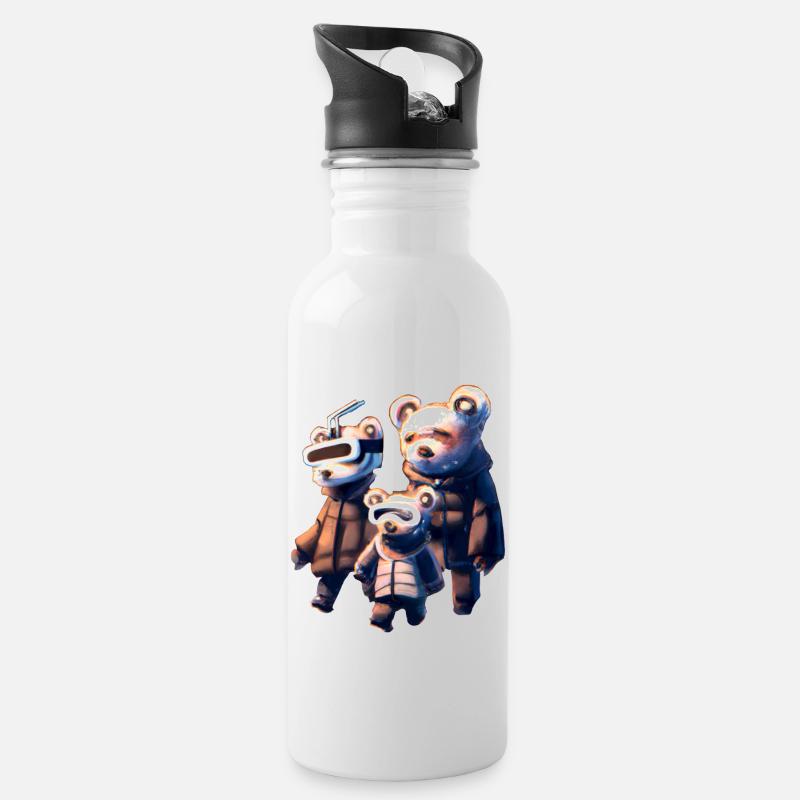 Bear _ 01 - Water bottle with straw - white