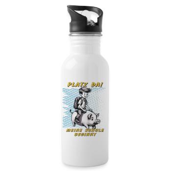 PIG KID BOY SCHOOL STARTS - Water bottle with straw - white - Right