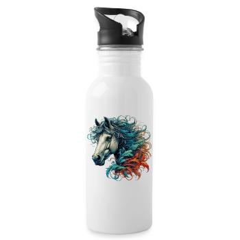 Cheval - Gourde avec paille intégrée - blanc - Droite