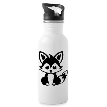 Fuchs - Trinkflasche mit integriertem Trinkhalm - Weiß - Rechts