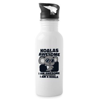 Koalas sind tolle Koalabären Phascolarctos - Trinkflasche mit integriertem Trinkhalm - Weiß - Rechts