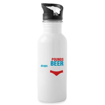 Running Drops Pounds But Beer Drops Panties Funny - Water bottle with straw - white - Right