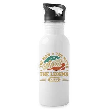 Geboren im April 2015 Lustiger Geburtstag Retro - Trinkflasche mit integriertem Trinkhalm - Weiß - Rechts