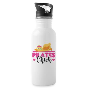Instructeur de Pilates Professeur de poulet - Gourde avec paille intégrée - blanc - Droite