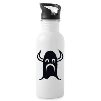 Viking Cartoon Face Helmet - Water bottle with straw - white - Right