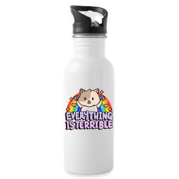 Everything is horrible sarcasm rainbow - Water bottle with straw - white - Right