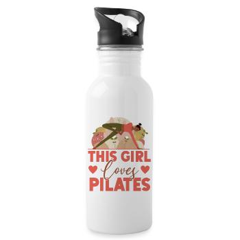 Pilates Instructor Teacher Girl - Water bottle with straw - white - Right