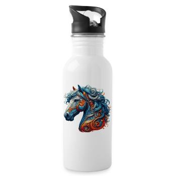 Cheval - Gourde avec paille intégrée - blanc - Droite