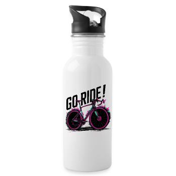 Neon Cycling Adventure Illustration - Water bottle with straw - white - Right