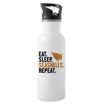 Eat Sleep Seashells Repeat Shell Hunter Seashell - Water bottle with straw - white - Right