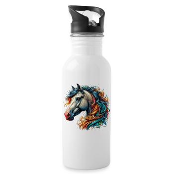 Cheval - Gourde avec paille intégrée - blanc - Droite