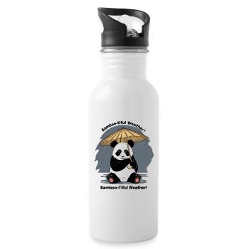 Panda with Bamboo Umbrella Bamboo-tiful Weather! - Water bottle with straw - white - Right